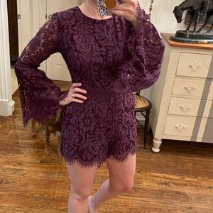 Burgundy lace romper